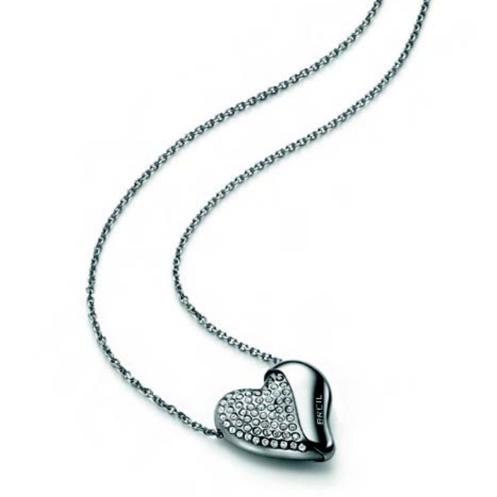 ITALY's Breil Womens Necklace HEARTBREAKER Stainless Steel Swarovski Element